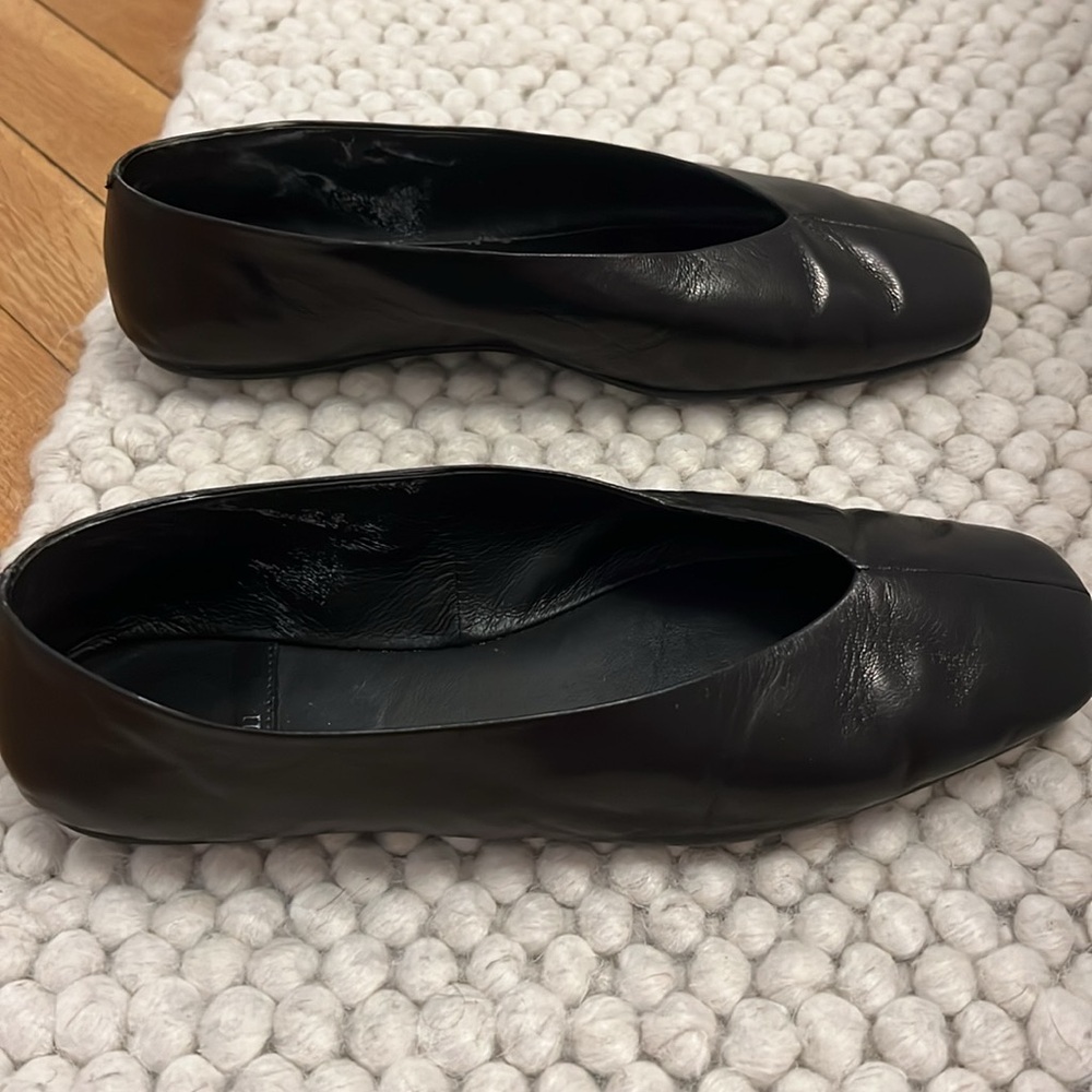 ‼️ FINAL SALE ‼️ Black Leather Square Toe Flats - Picture 7 of 15